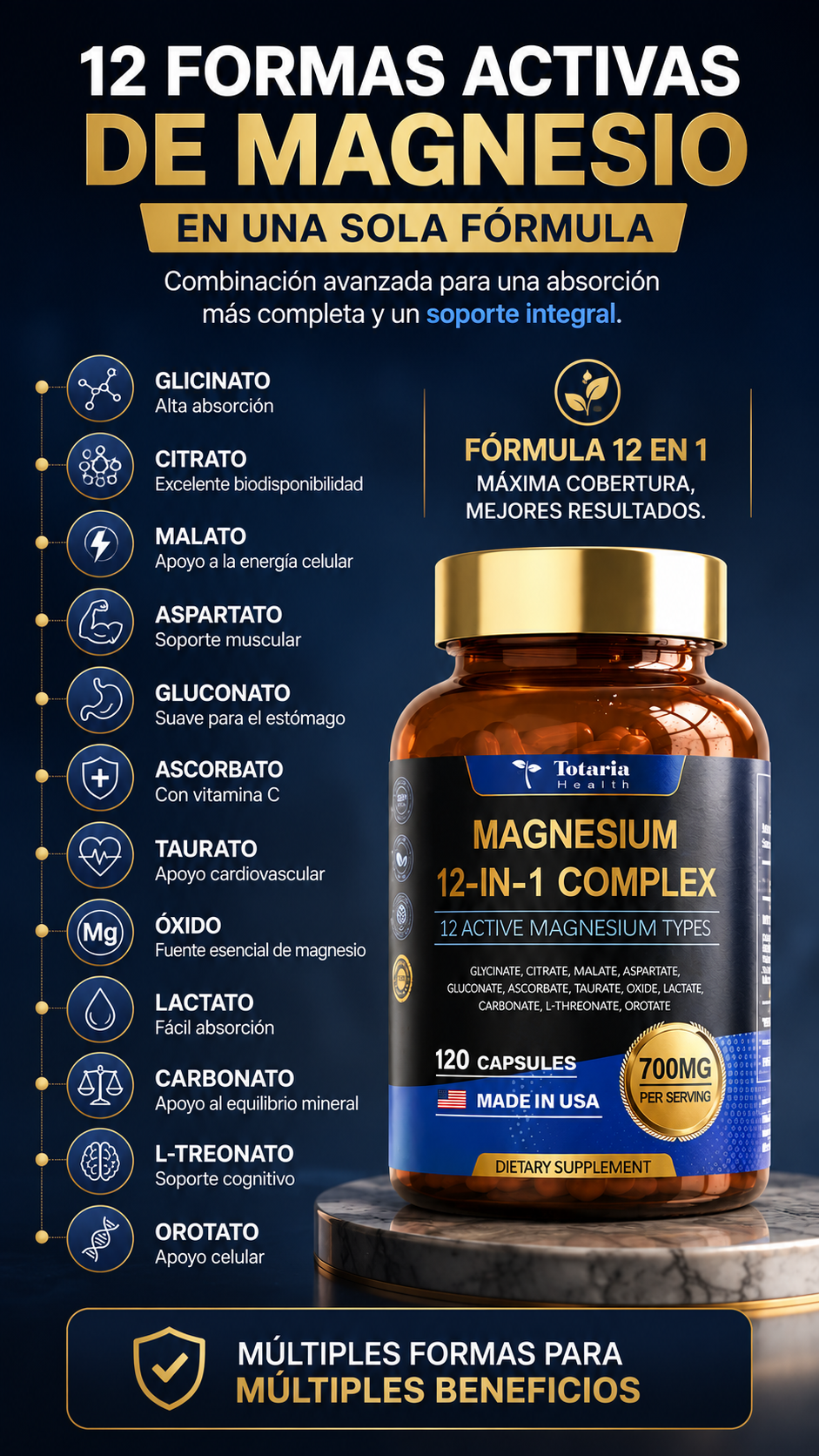 Totaria Health Complejo De Magnesio 700 Mg